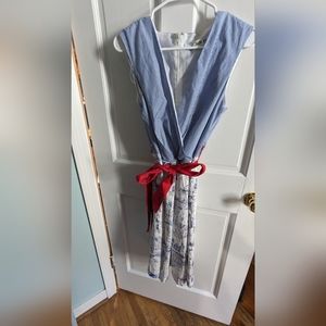 Chetta B Parisian Eiffel Tower wrap neck dress with red belt